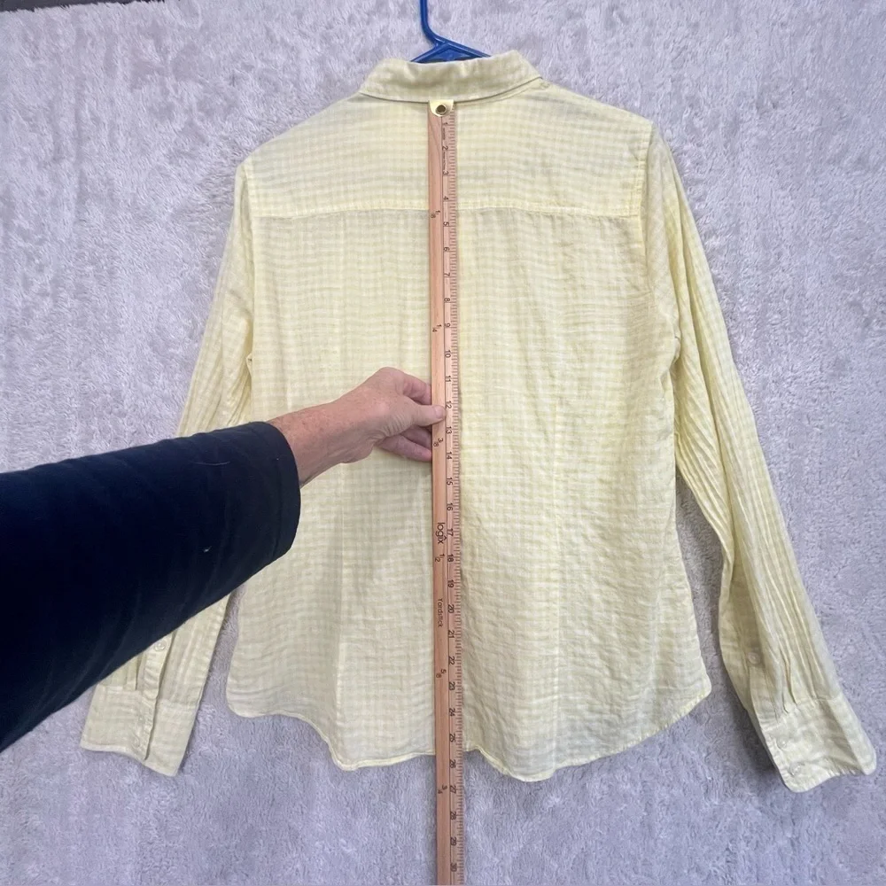 J. Crew Cottagecore Yellow Gingham Button Up Shirt Collared Sz M Layering Preppy